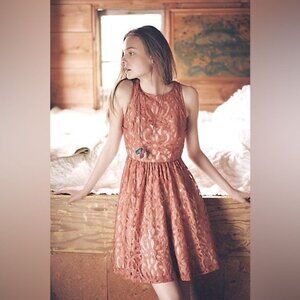 Anthropologie Plenty by Tracy Reese Mariposa Lace Dress Rust Rose Size 8